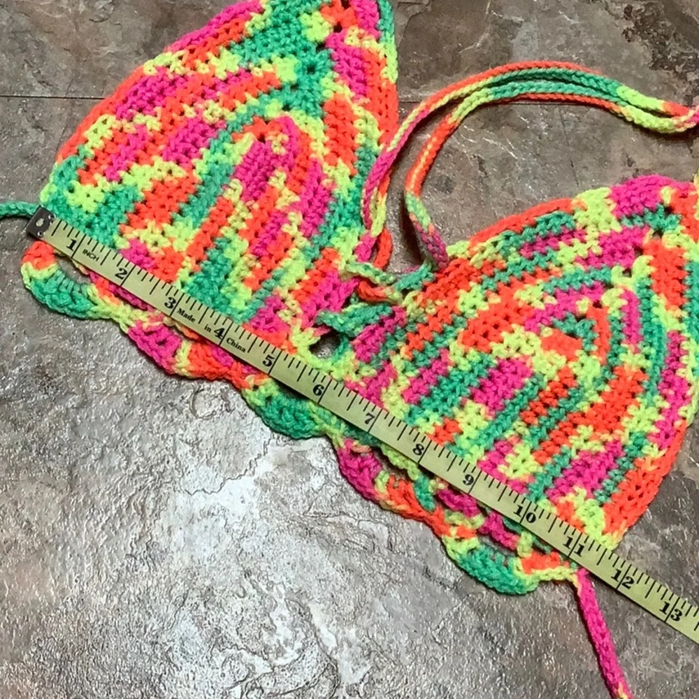 Neon bright crochet bikini top - Picture 6 of 8